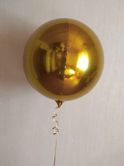 Сфера золотая 3D шар фольгированный с гелием