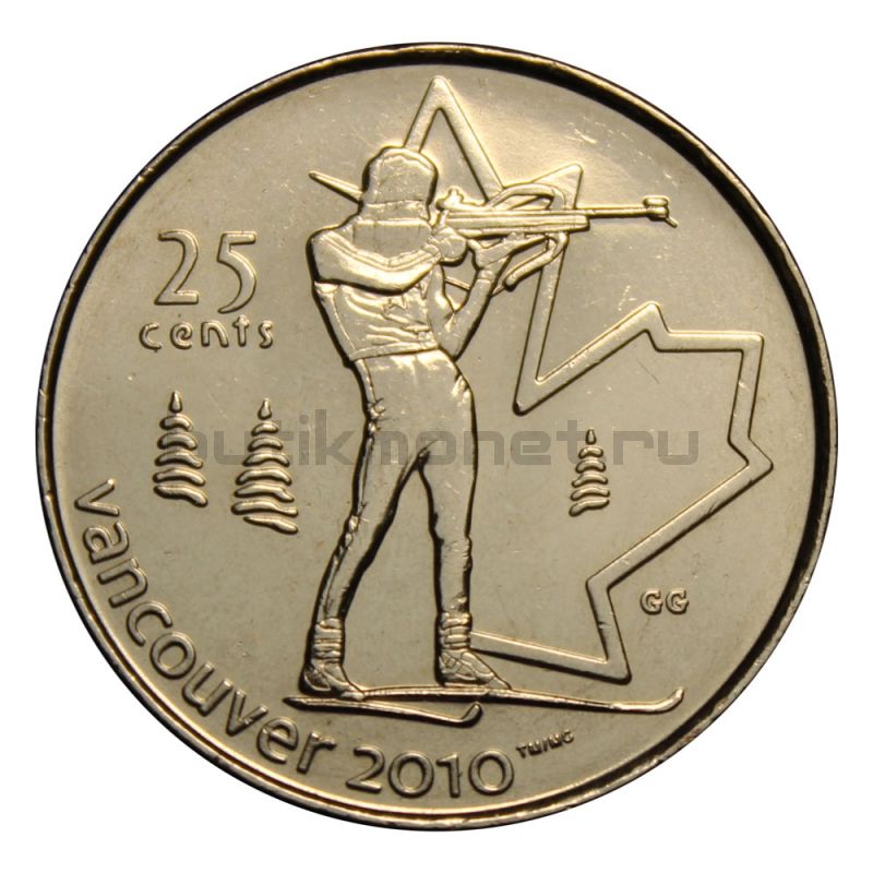 25 центов 2007 Канада Биатлон (Олимпийские игры в Ванкувере)
