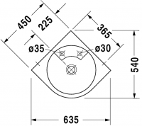 Подвесной рукомойник Duravit Architec 63,5х54 044845 схема 1