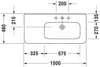 Раковина Duravit DuraStyle асимметричная 100х48 232610 схема 1
