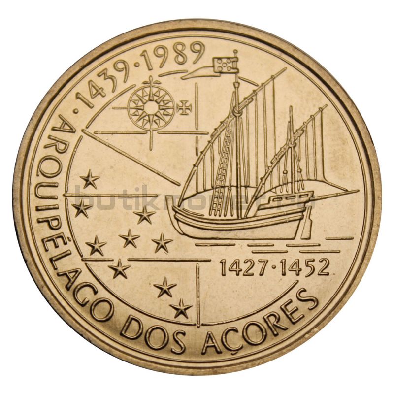 100 эскудо 1989 Португалия Открытие Азорских островов (Золотой век открытий)