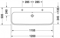 Раковина Duravit Happy D.2 двойная 120х50,5 231812 схема 3