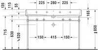 Раковина Duravit Vero Air двойная шлифованная 120х47 235012 схема 3