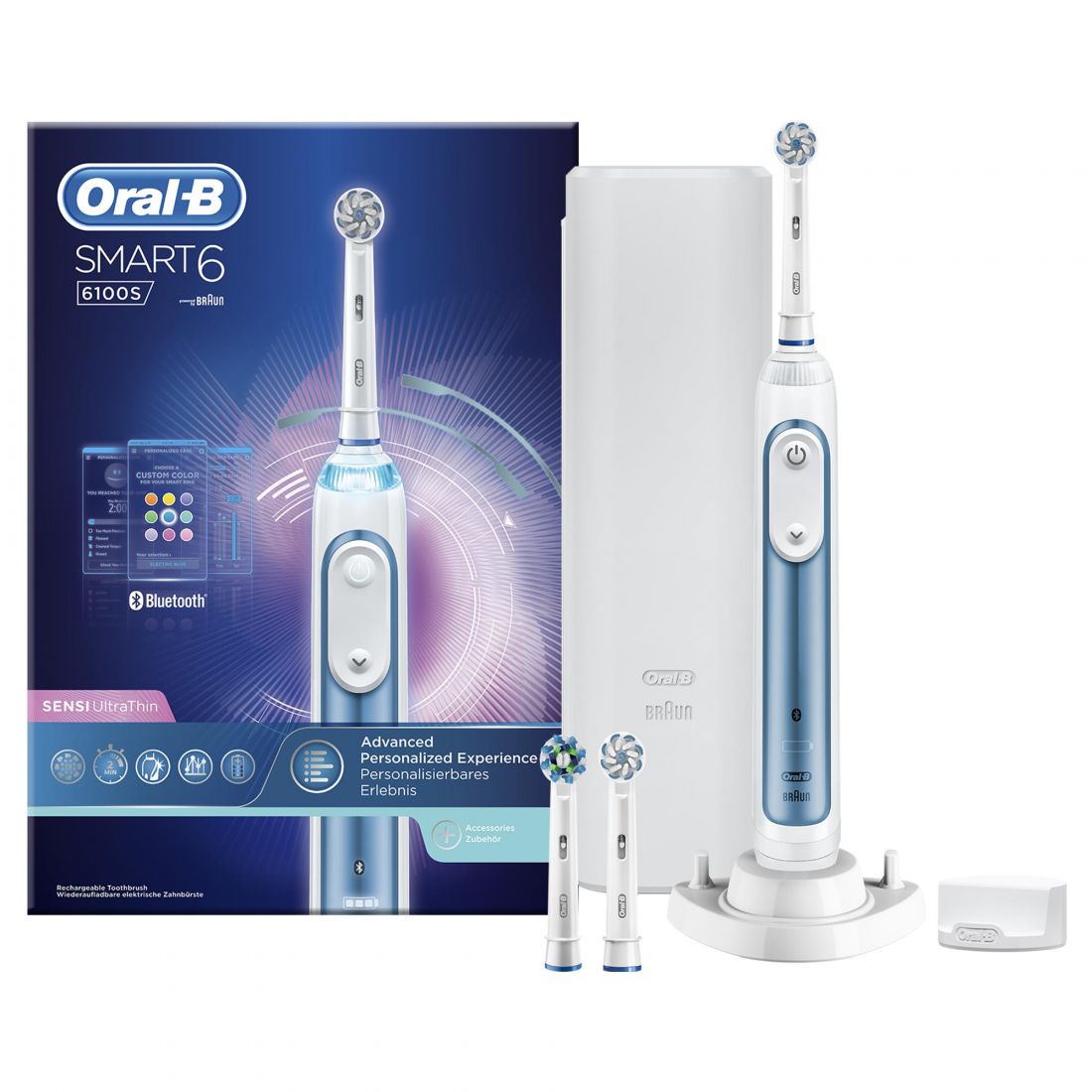 Электрическая зубная щетка Oral-B Smart 6 6000N, бело-голубой