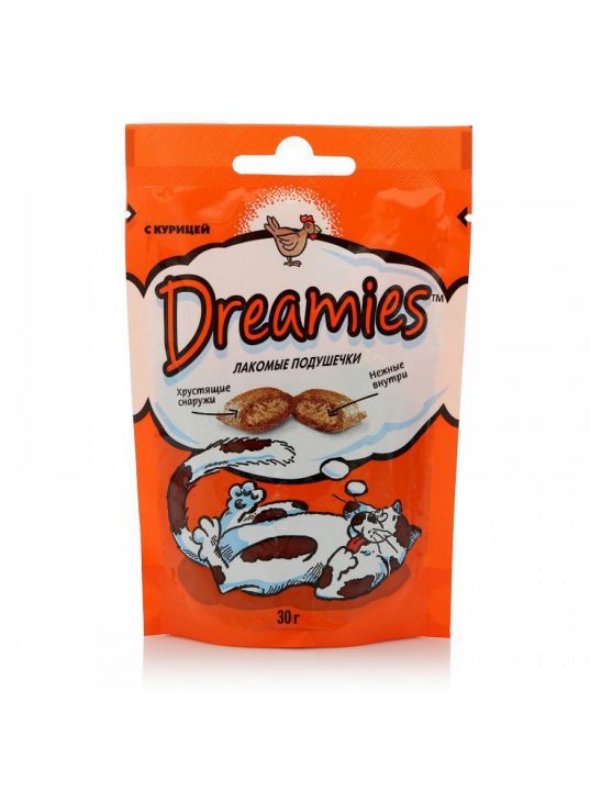 Dreamies 60г лакомые подушечки с курицей