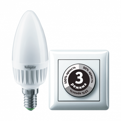Лампа C37 светодиодная 7 Вт. 3STEPDIMM Navigator Е14