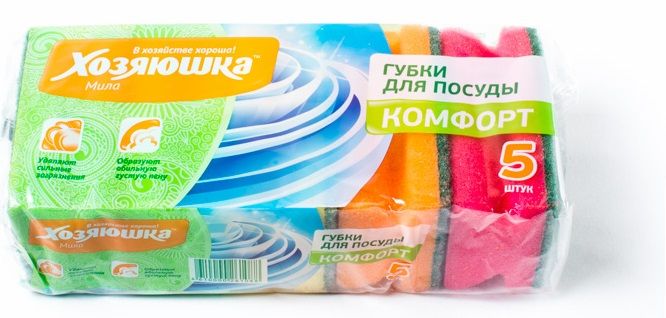 Губка д/посуды Хозяюшка комфорт 5шт