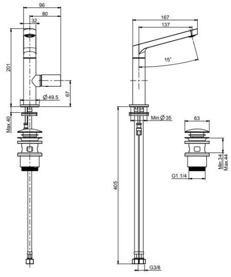 Однорычажный смеситель для раковины Fima - carlo frattini Nomos go F4161 схема 2
