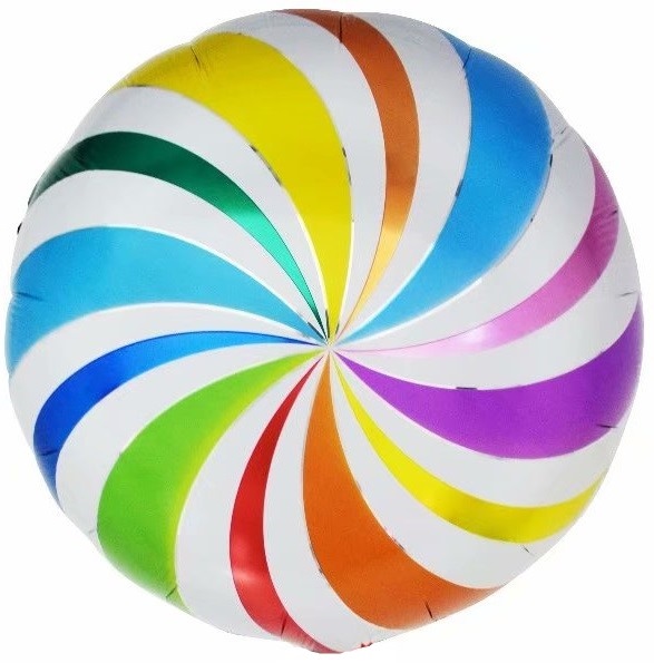 Радужная вертушка шар фольгированный с гелием