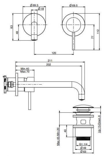 Fima - carlo frattini Spillo steel смеситель для раковины F3081LX9INOX схема 1