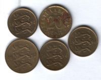 Набор монет Эстония 1992-1998 гг. 5 шт.