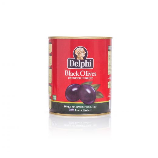 Маслины черные Delphi - 820 гр с косточкой в рассоле, жесть