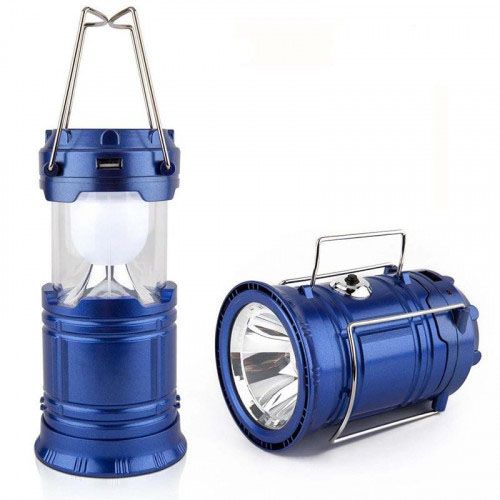 Складной кемпинговый фонарь 3 в 1, 14 см: цвет - синий.