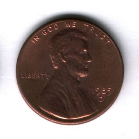1 цент 1985 года D США UNC