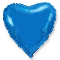 Шар фольга без рисунка Сердце 18" синий  с гелием