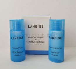 Laneige  Basic Care Moisture trial kit (2 Items): Essential Power Skin Refiner Moisture (25ml)+ Essential Balancing Emulsion Moisture (25 ml) - Набор из 2 миниатюр увлажняющий от Ланейдж:увлажняющий и тонизирующий тонер и эмульсия (по 25мл)