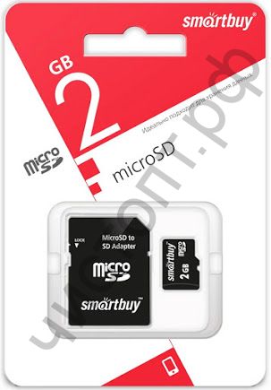 Карта памяти micro SD 2GB Smart Buy 2GB с адаптером SD BL-1