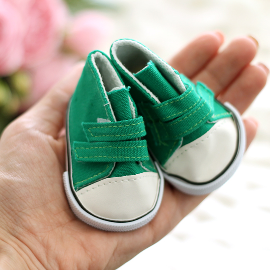 Обувь для кукол кеды на липучках 7 см  -  зеленые