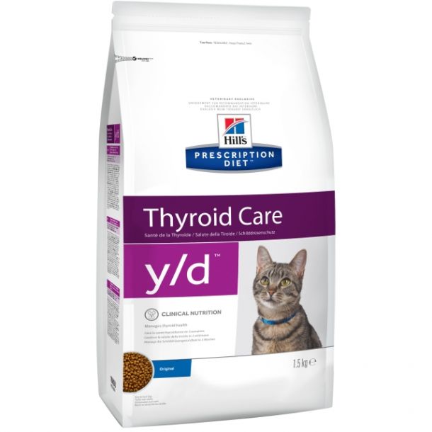 Корм сухой Hill's Diet y/d Thyroid Care для кошек для поддержания здоровья щитовидной железы, 1,5кг