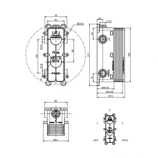 Fima - Carlo Frattini внутренняя часть смесителя для ванны/душа F4000 схема 1
