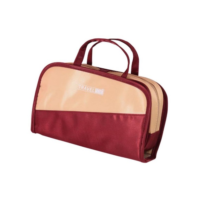 Дорожная Косметичка Со Съёмным Отделением Travel Bag, Цвет Бордово-Бежевый