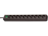 Удлинитель Brennenstuhl Eco-Line 10 розеток; 3 м. кабель H05VV-F 3G1,5; черный; с выключателем (1159300010)