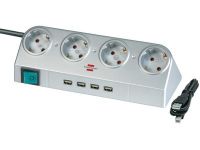 Удлинитель Brennenstuhl Desktop-Power 4 розетки; 4 USB порта; 1,8 метра; кабель H05VV-F 3G1,5; серебристый (1153540134)