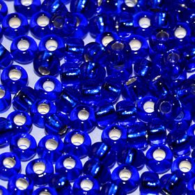 Бисер чешский 67300 синий прозрачный серебряная середина огонек Preciosa 1 сорт купить оптом