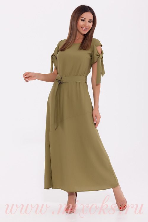 Оливковое платье в пол