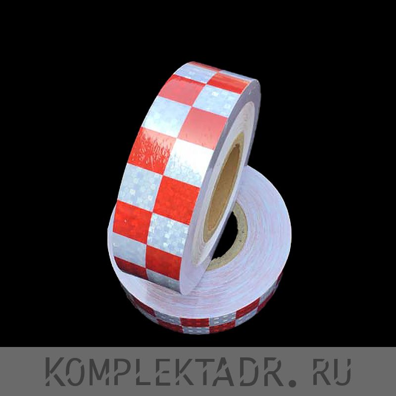 Светоотражающая лента 0,05х25 м красно-белая шашка (Арт.: 24132)