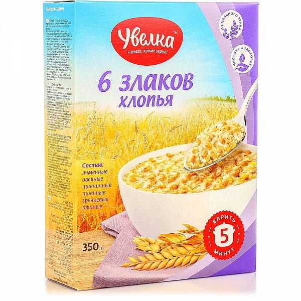 Хлопья Увелка 6 злаков 350г