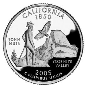 25 центов США 2005г - Калифорния, UNC - Серия Штаты и территории P