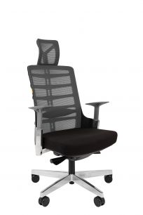 Кресло CHAIRMAN SPINELLY для руководителя, эргономичное, сетка-ткань, цвет серый-черный
