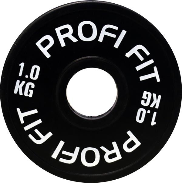 Диск для штанги каучуковый, черный, PROFI-FIT D-51, 1,0 кг