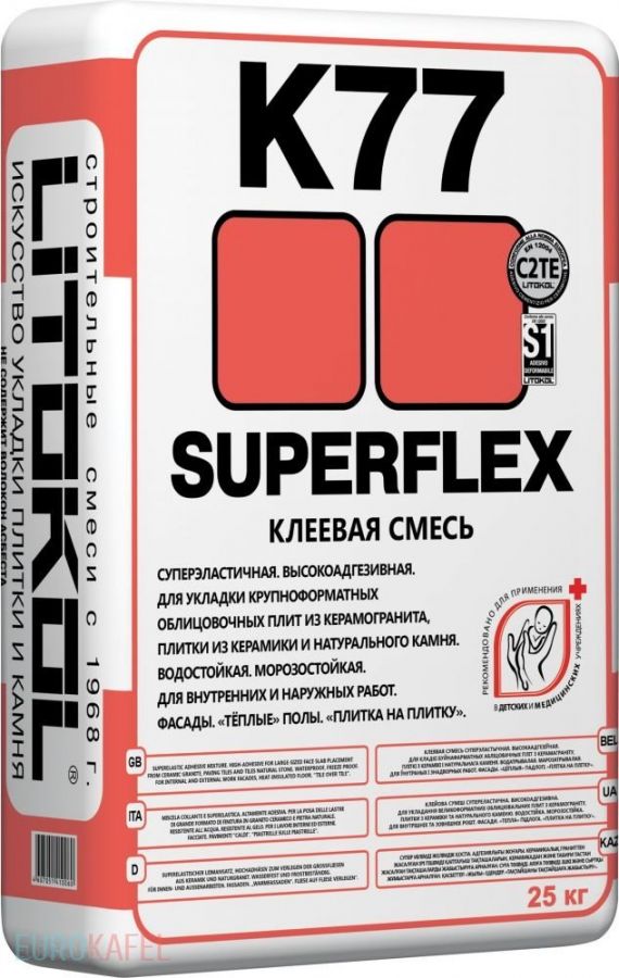 Клей для укладки плитки SUPERFLEX K77 "LITOKOL" - 25кг