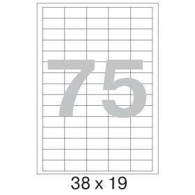 73648 Этикетки самоклеящиеся Pro Mega label белые 38х19 мм (75 штук на листе А4, 100 листов в упаковке)