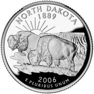 25 центов США 2006г - Северная Дакота, UNC - Серия Штаты и территории D