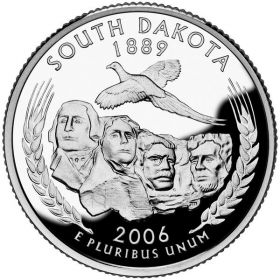 25 центов США 2006г - Южная Дакота, UNC - Серия Штаты и территории D
