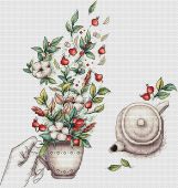 Digital cross stitch pattern "Cotton and rose hips".