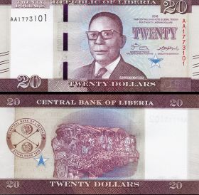 Либерия 20 долларов 2017 UNC