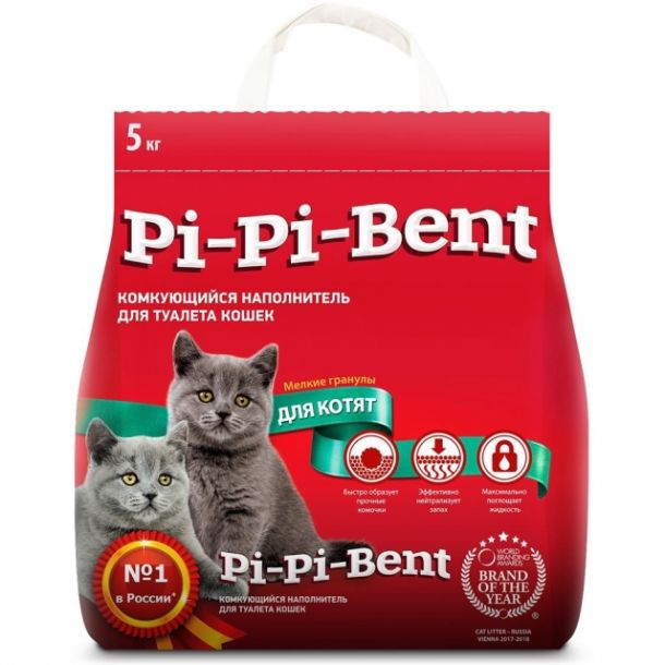 Комкующийся наполнитель для котят Pi-Pi-Bent 5 кг