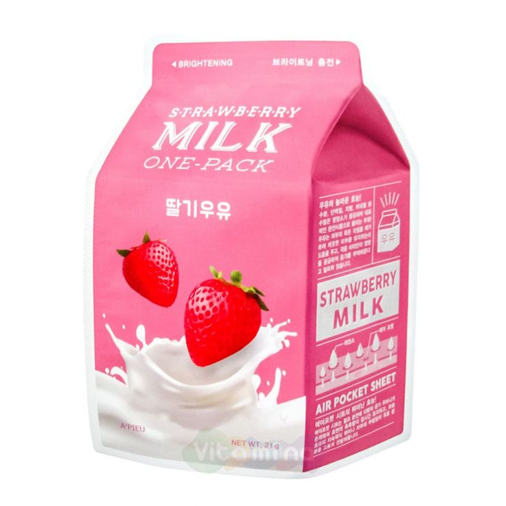 A'Pieu Осветляющая маска с экстрактом клубники Strawberry Milk One-Pack, 21 мл