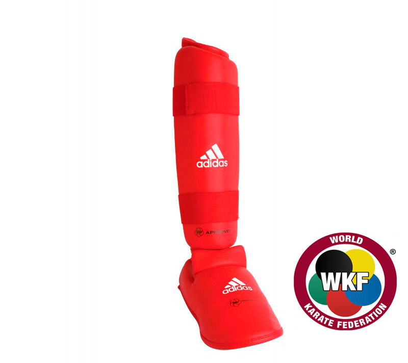 Защита голеностопа Adidas WKF Shin & Removable Foot красная, размер M, артикул 661.35