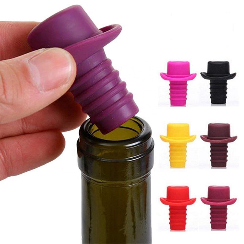 Пробка Для Бутылок Шляпа Silicone Bottle Stoppers, Цвет Бордовый