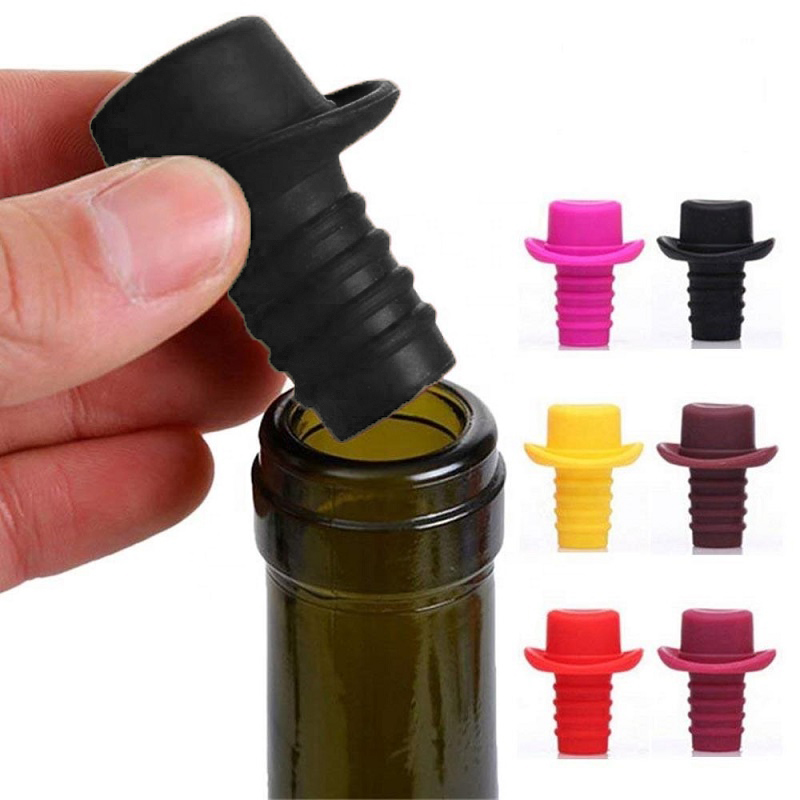 Пробка Для Бутылок Шляпа Silicone Bottle Stoppers, Цвет Черный