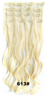 Искусственные волнистые термостойкие волосы на заколках №613 (55 см) - 7 прядей, 100 гр.