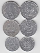 Польша Набор 3 монеты XF