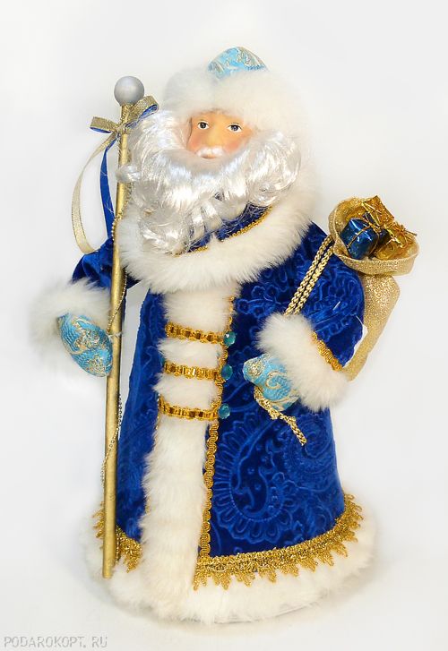 Дед Мороз в тёмно синем кафтане, вес 800 гр