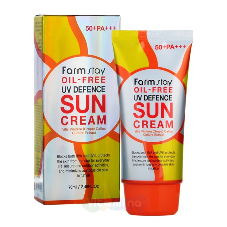 FarmStay Солнцезащитный крем для лица без масел Oil-free UV Defence Sun Cream SPF50+ PA+++, 70 мл