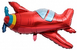 Самолет красный шар фольгированный с гелием